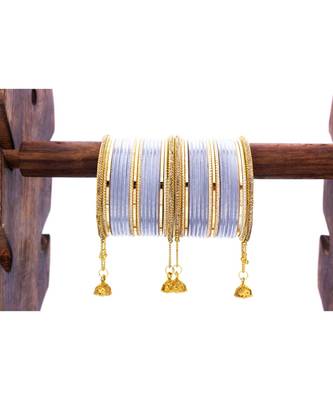 Shining Bangle With Jhumki And Lac Side Bangles For Two Hands 1