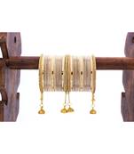 Shining Bangle With Jhumki And Lac Side Bangles For Two Hands