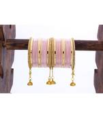 Shining Bangle With Jhumki And Lac Side Bangles For Two Hands