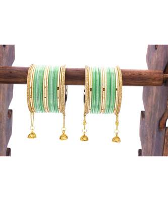 Shining Bangle With Jhumki And Lac Side Bangles For Two Hands 1