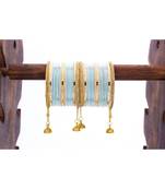 Shining Bangle With Jhumki And Lac Side Bangles For Two Hands