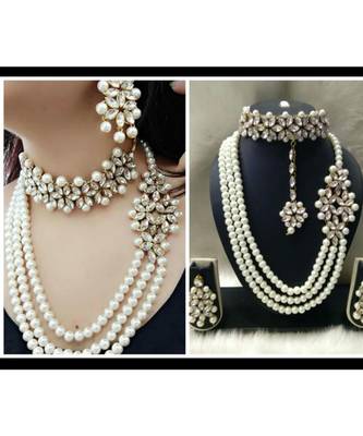 Tradtional Gold Plated kundan Style ranihar Multi Layer Jewellery Combo Set 1