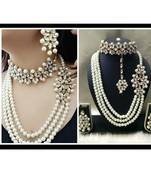 Tradtional Gold Plated kundan Style ranihar Multi Layer Jewellery Combo Set