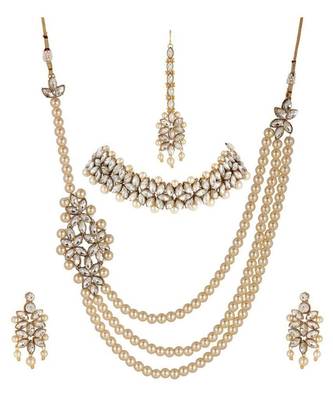 Tradtional Gold Plated kundan Style ranihar Multi Layer Jewellery Combo Set 2