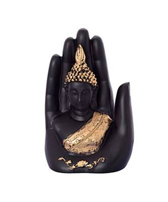 Golden Handcrafted Palm Buddha Polyresin Showpiece   1