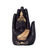 Golden Handcrafted Palm Buddha Polyresin Showpiece  