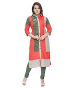 Red printed cotton ethnic-kurtis