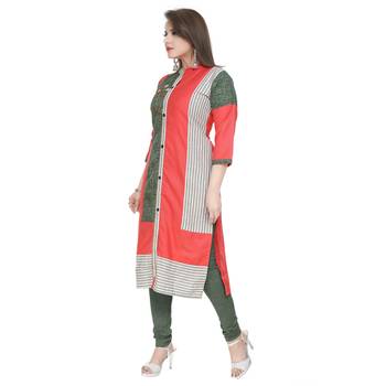 Red printed cotton ethnic-kurtis 3