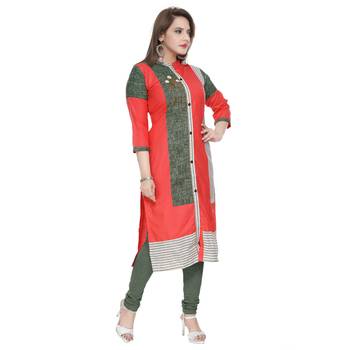 Red printed cotton ethnic-kurtis 4