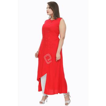Red plain rayon ethnic-kurtis 3