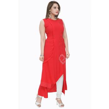 Red plain rayon ethnic-kurtis 4