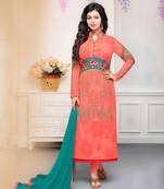 Orange printed georgette salwar