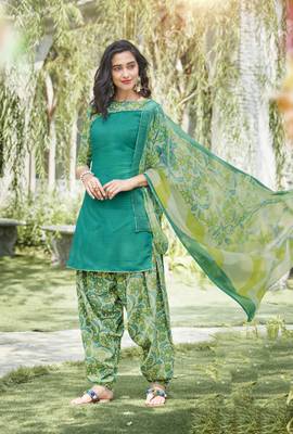 Green printed cotton salwar 1