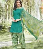 Green printed cotton salwar