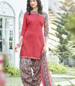 Red printed cotton salwar