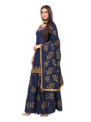Navy-Blue Embroidered Cotton Salwar 2