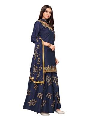Navy-Blue Embroidered Cotton Salwar 3