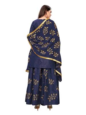 Navy-Blue Embroidered Cotton Salwar 4