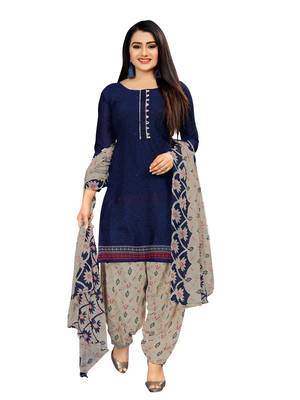 Blue Printed Crepe Salwar 1