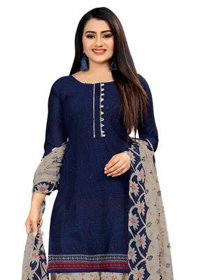 Blue Printed Crepe Salwar 2