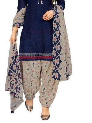 Blue Printed Crepe Salwar 3