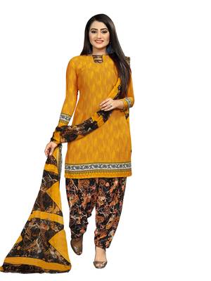 Mustard Printed Crepe Salwar 1