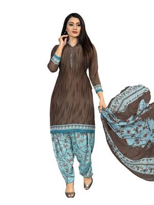 Brown Printed Crepe Salwar 1