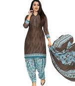 Brown Printed Crepe Salwar