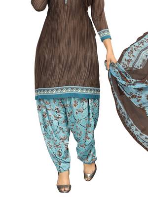 Brown Printed Crepe Salwar 3