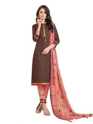 Brown Printed Poly Cotton Salwar 1