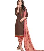 Brown Printed Poly Cotton Salwar