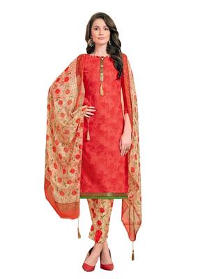 Red Printed Poly Cotton Salwar 1
