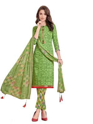 Green Printed Poly Cotton Salwar 1