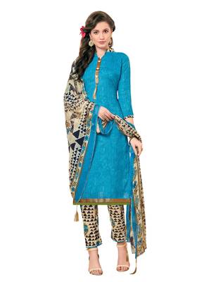 Turquoise Printed Poly Cotton Salwar 1