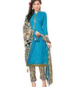 Turquoise Printed Poly Cotton Salwar