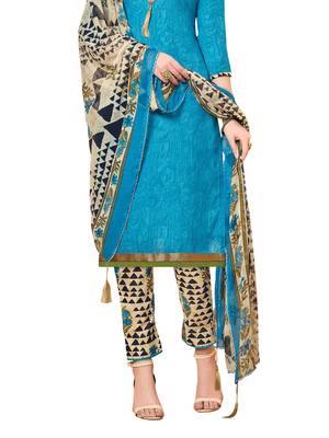 Turquoise Printed Poly Cotton Salwar 3