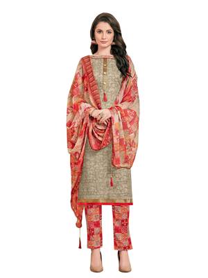Beige Printed Poly Cotton Salwar 1