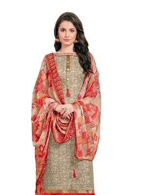 Beige Printed Poly Cotton Salwar 2