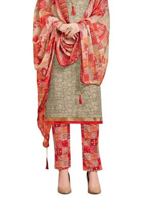 Beige Printed Poly Cotton Salwar 3