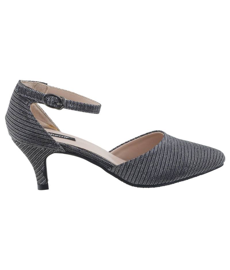 SHERRIF SHOES Women's Gunmetal Kitten Heel Sandals Sherrif Shoes