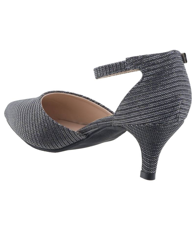 SHERRIF SHOES Women's Gunmetal Kitten Heel Sandals Sherrif Shoes