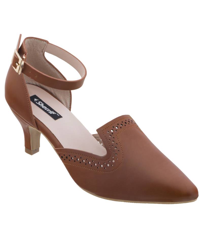 tan kitten heel sandals