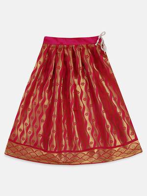 Purple South Indian Pattu Pavadai Set For Girls 3