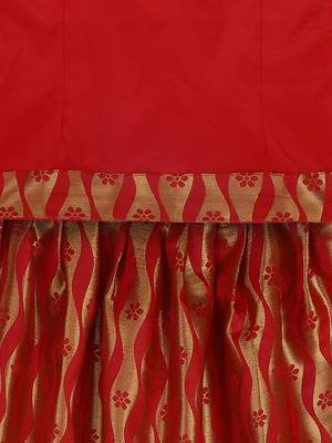 Red South Indian Pattu Pavadai Set For Girls 4