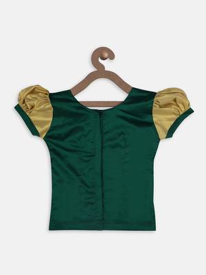 Green South Indian Pattu Pavadai Set For Girls 2