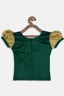 Green South Indian Pattu Pavadai Set For Girls