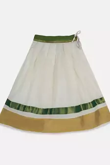 Green South Indian Pattu Pavadai Set For Girls