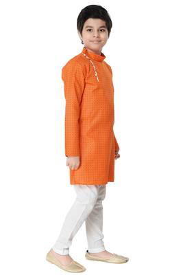 Orange plain cotton boys-kurta-pyjama 2