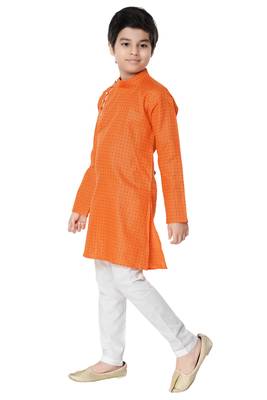 Orange plain cotton boys-kurta-pyjama 3
