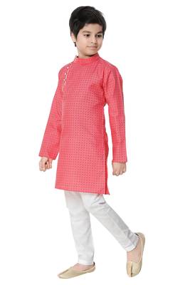 Pink plain cotton boys-kurta-pyjama 2